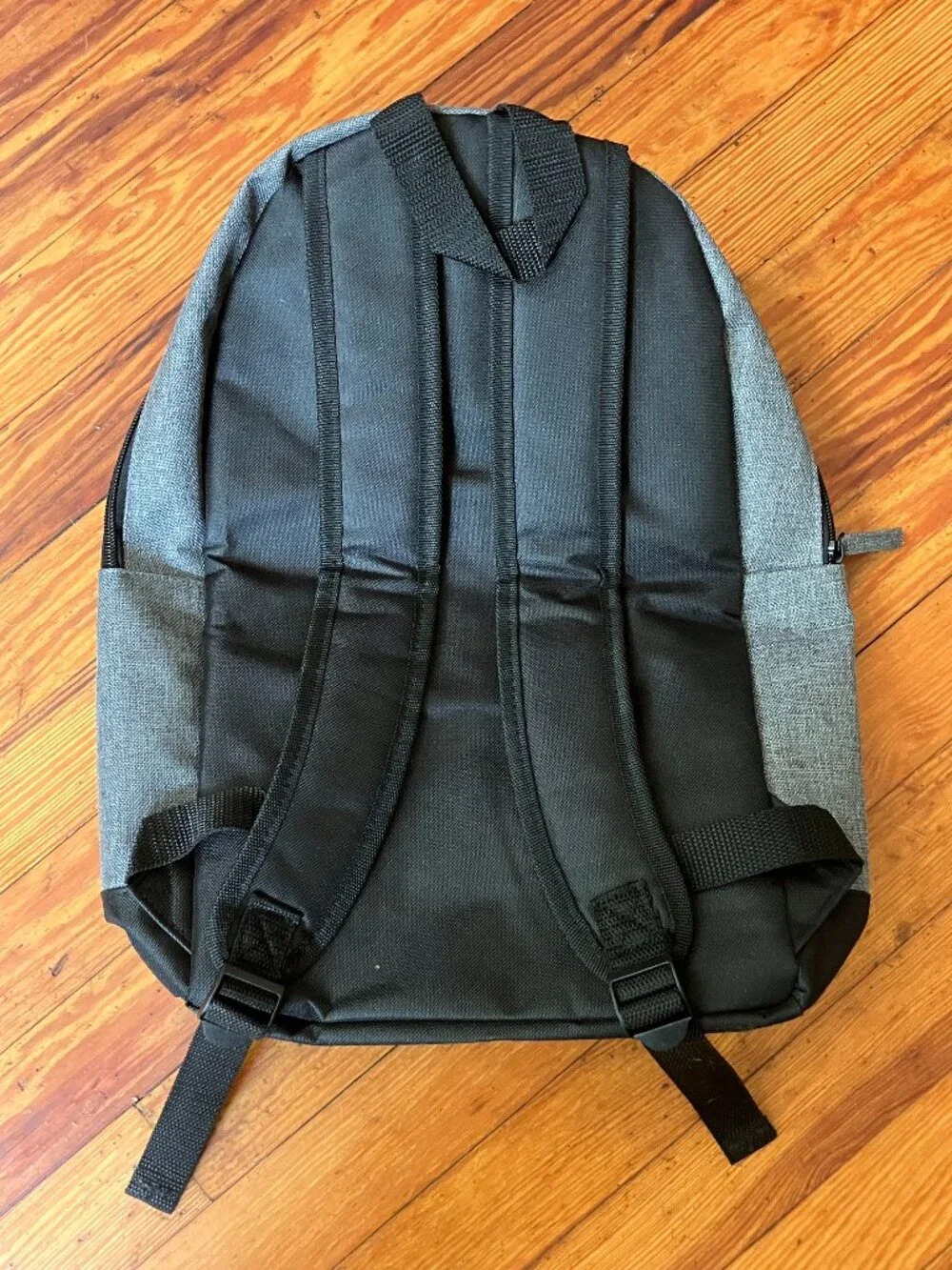 NEW 4imprint Gray Heather Backpack Laptop School Travel Book Bag Black Accent